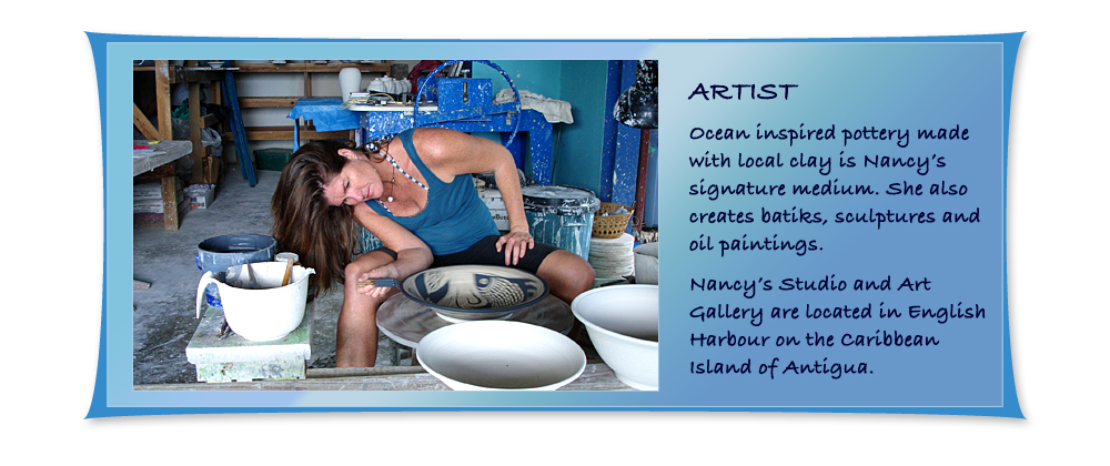 antigua caribbean artist working in pottery, oil, acrylics, mosaic, carving